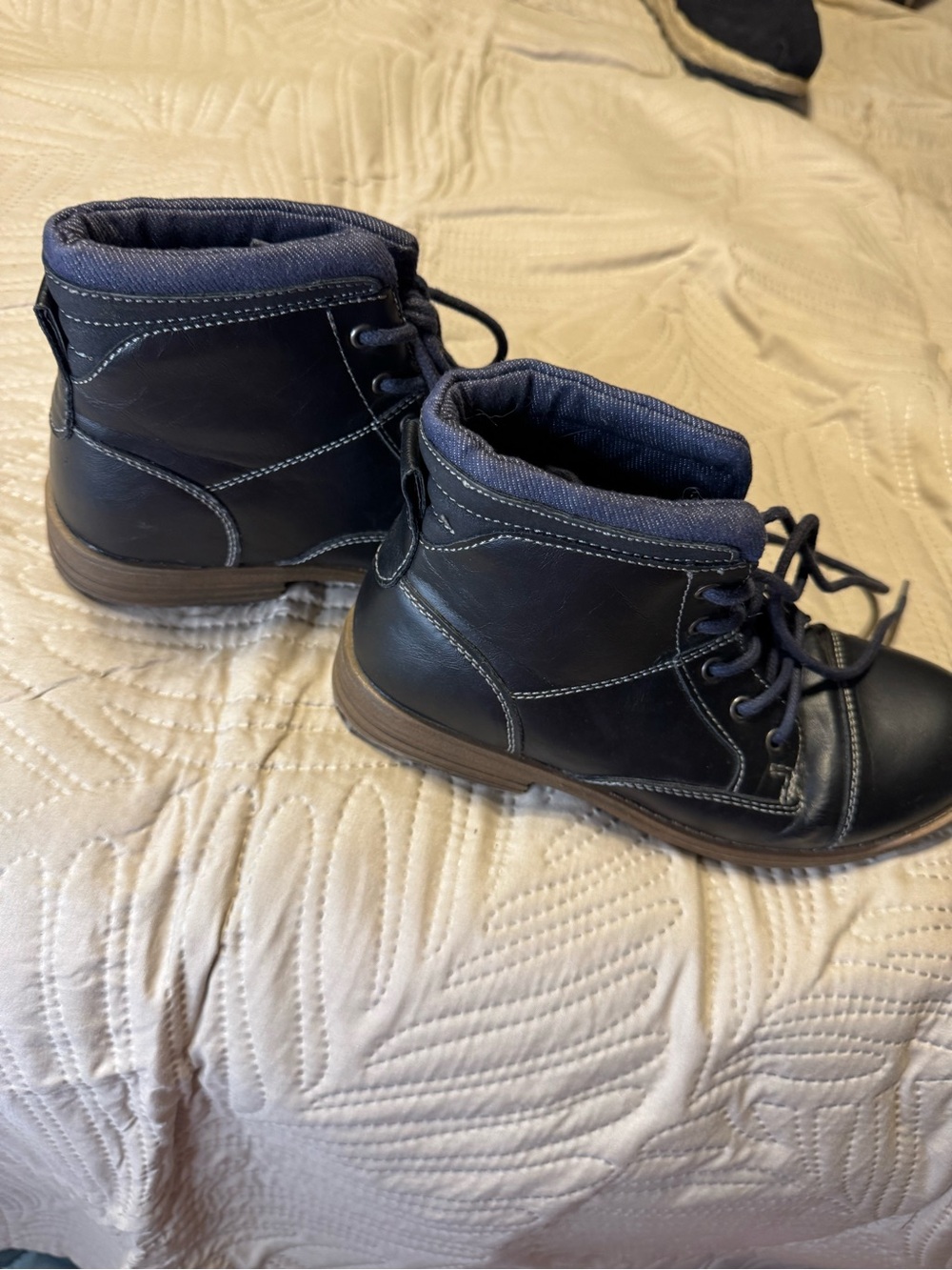 Arizona Jean Company Kid’s Black Lace-Up Leather Boots Sz 3M